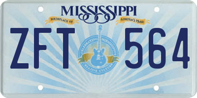 MS license plate ZFT564