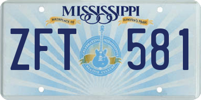 MS license plate ZFT581