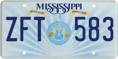 MS license plate ZFT583