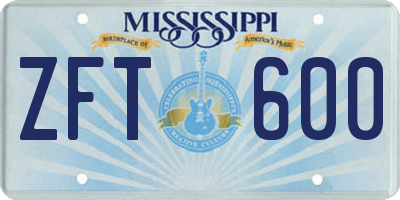 MS license plate ZFT600