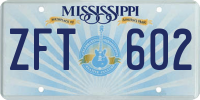 MS license plate ZFT602