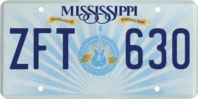 MS license plate ZFT630