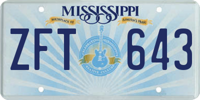 MS license plate ZFT643