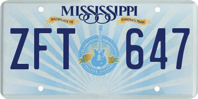 MS license plate ZFT647