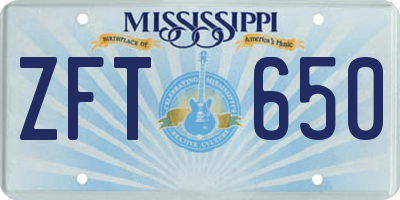 MS license plate ZFT650