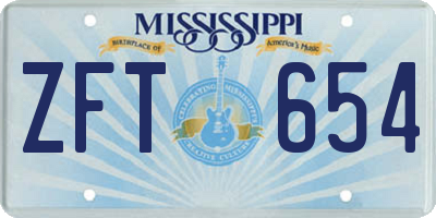 MS license plate ZFT654
