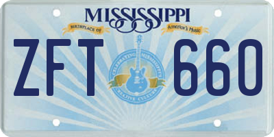 MS license plate ZFT660