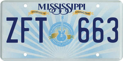 MS license plate ZFT663