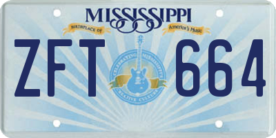 MS license plate ZFT664