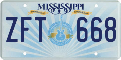 MS license plate ZFT668