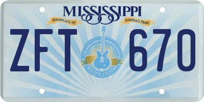 MS license plate ZFT670