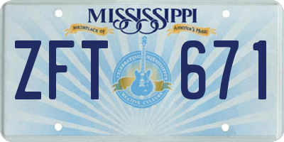 MS license plate ZFT671