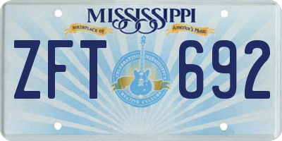 MS license plate ZFT692