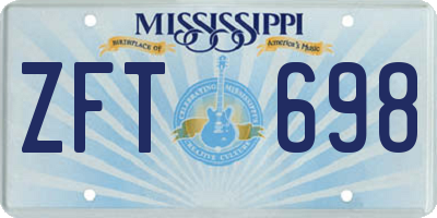 MS license plate ZFT698