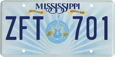 MS license plate ZFT701