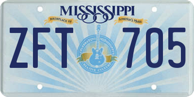 MS license plate ZFT705