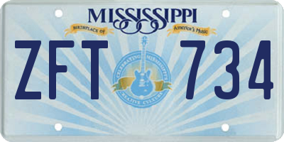 MS license plate ZFT734