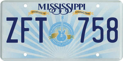MS license plate ZFT758