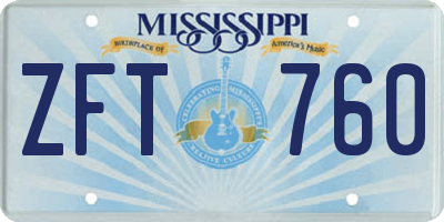 MS license plate ZFT760