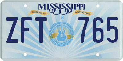 MS license plate ZFT765
