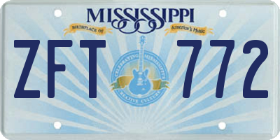 MS license plate ZFT772