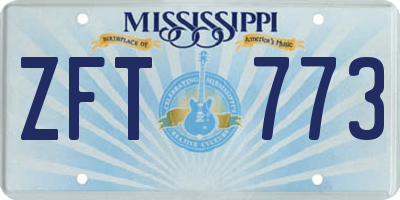 MS license plate ZFT773