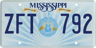 MS license plate ZFT792