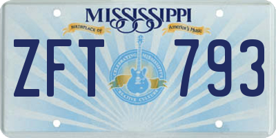 MS license plate ZFT793