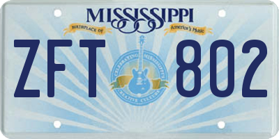 MS license plate ZFT802