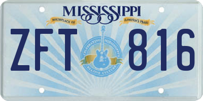 MS license plate ZFT816