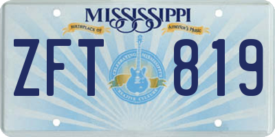 MS license plate ZFT819