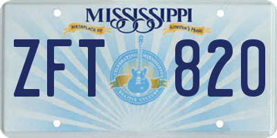 MS license plate ZFT820