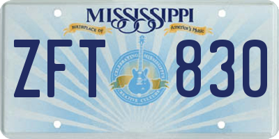 MS license plate ZFT830