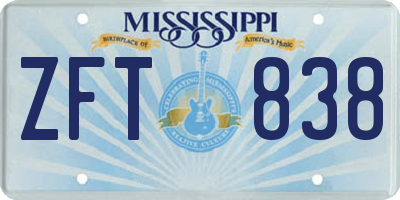 MS license plate ZFT838