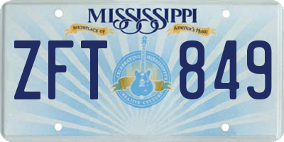 MS license plate ZFT849