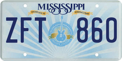 MS license plate ZFT860