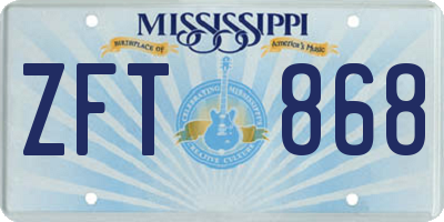 MS license plate ZFT868