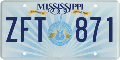 MS license plate ZFT871