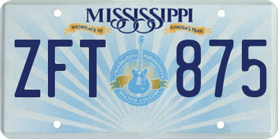 MS license plate ZFT875