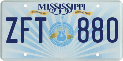 MS license plate ZFT880