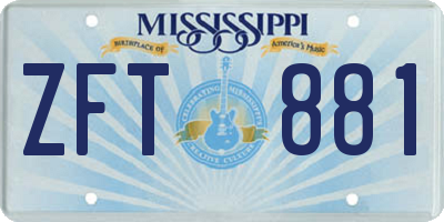 MS license plate ZFT881