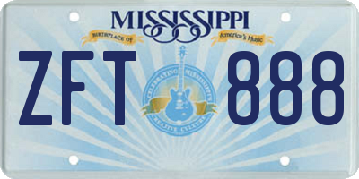 MS license plate ZFT888