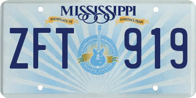 MS license plate ZFT919