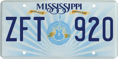 MS license plate ZFT920