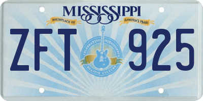 MS license plate ZFT925