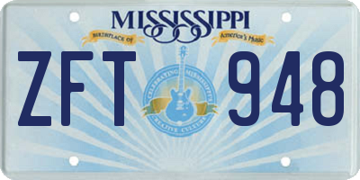 MS license plate ZFT948