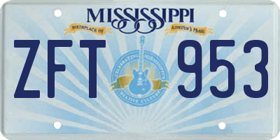 MS license plate ZFT953