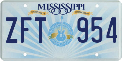MS license plate ZFT954