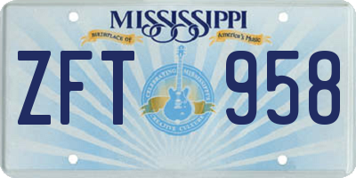 MS license plate ZFT958