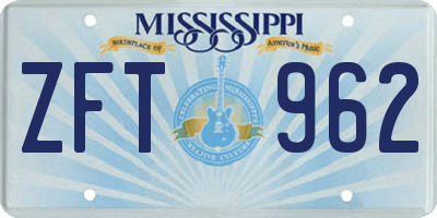 MS license plate ZFT962